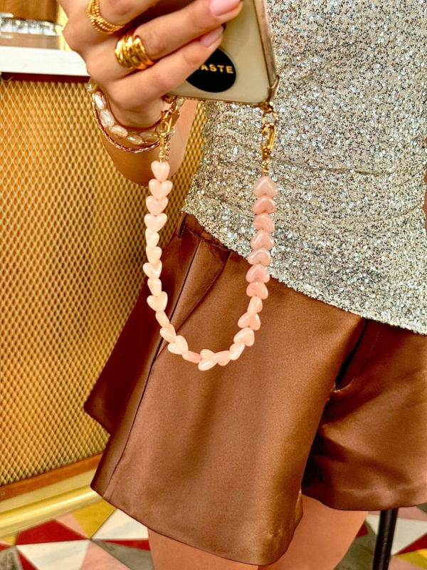 Telefoonkoord hartjes roze