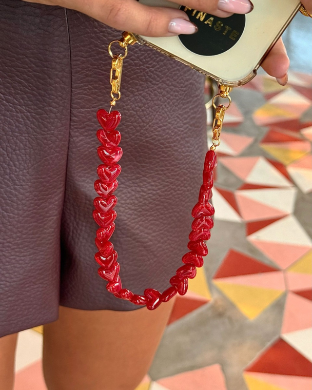 Rood telefoonkoord hartjes