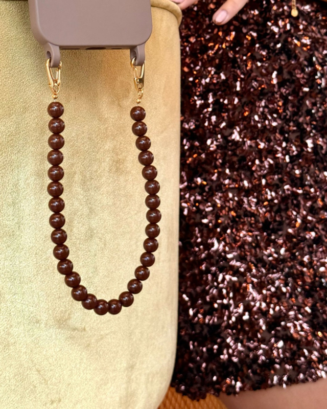 Bruine kralen telefoonkoord