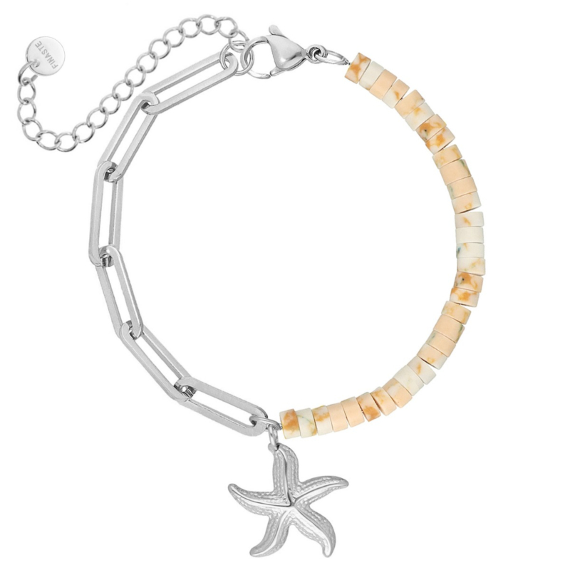 Gekleurd chain enkelbandje met zeester