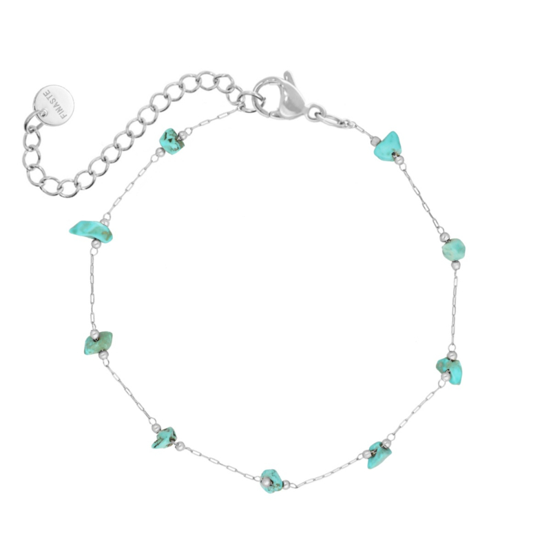 Enkelbandje turquoise steentjes