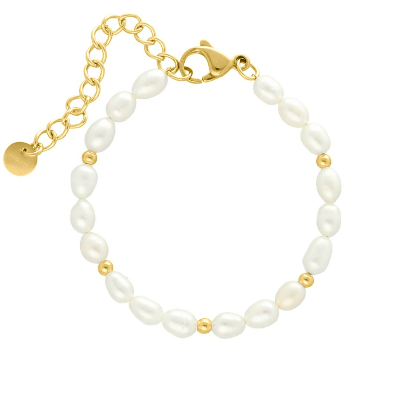 Parel armband bolletjes goud kleurig