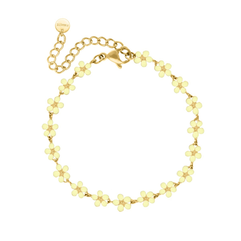 Flower bracelet yellow goudkleurig
