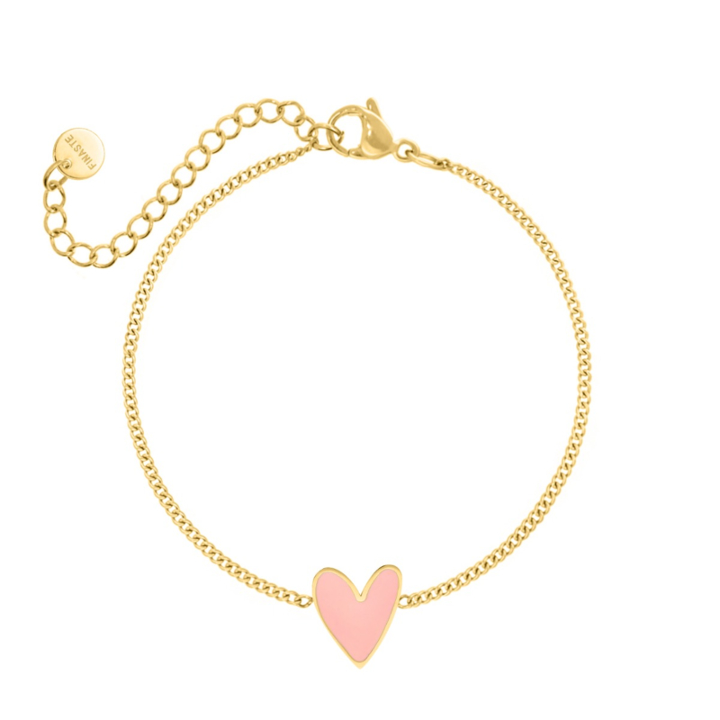 Armband one love heart pink goudkleurig