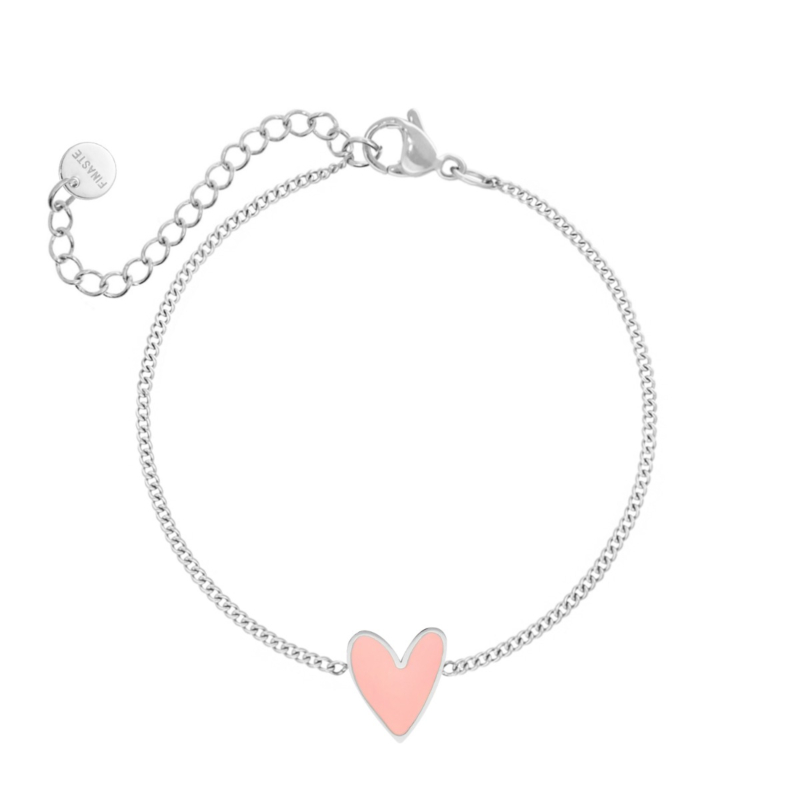 Armband love heart pink