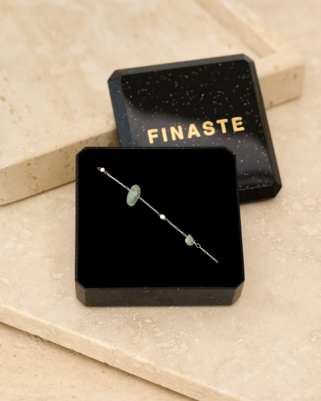 Groene kralen zilver in sieradendoosje