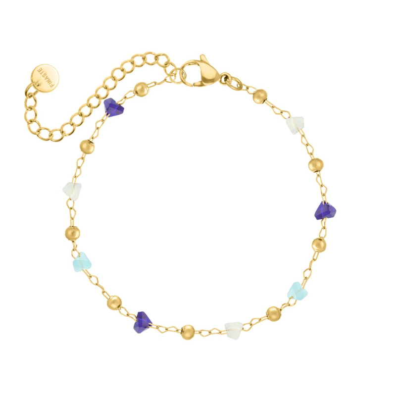 Bolletjes armband met steentjes goudkleurig