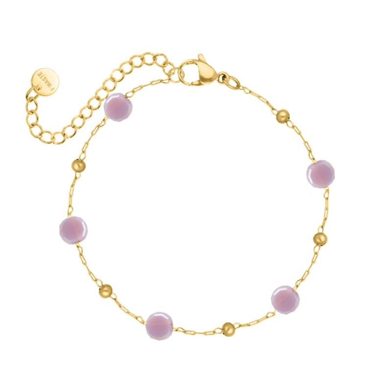 Kralenarmband lila goudkleurig 