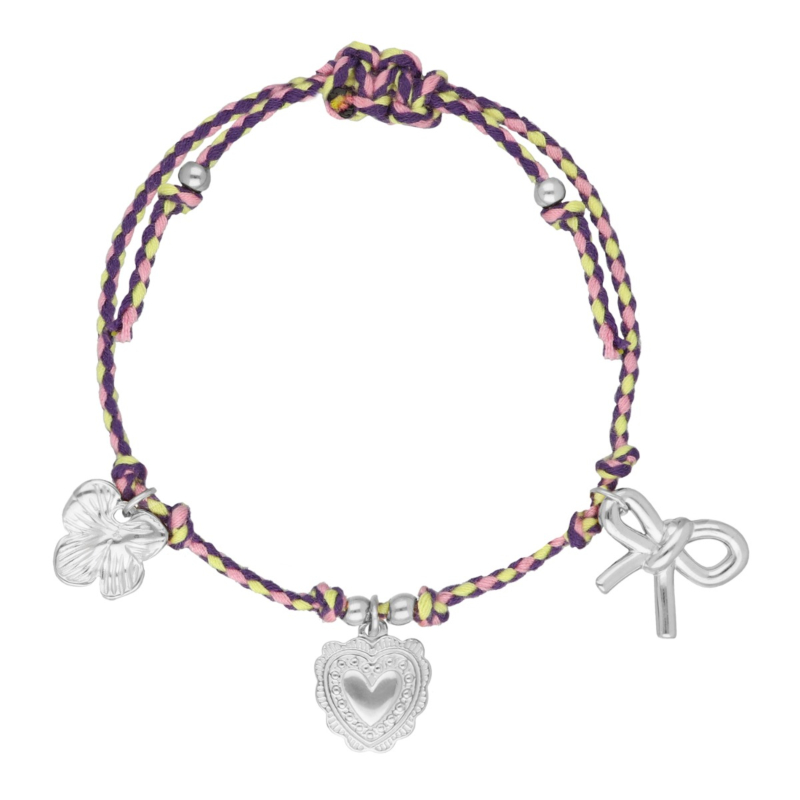 Touw armbandje paars met bedels