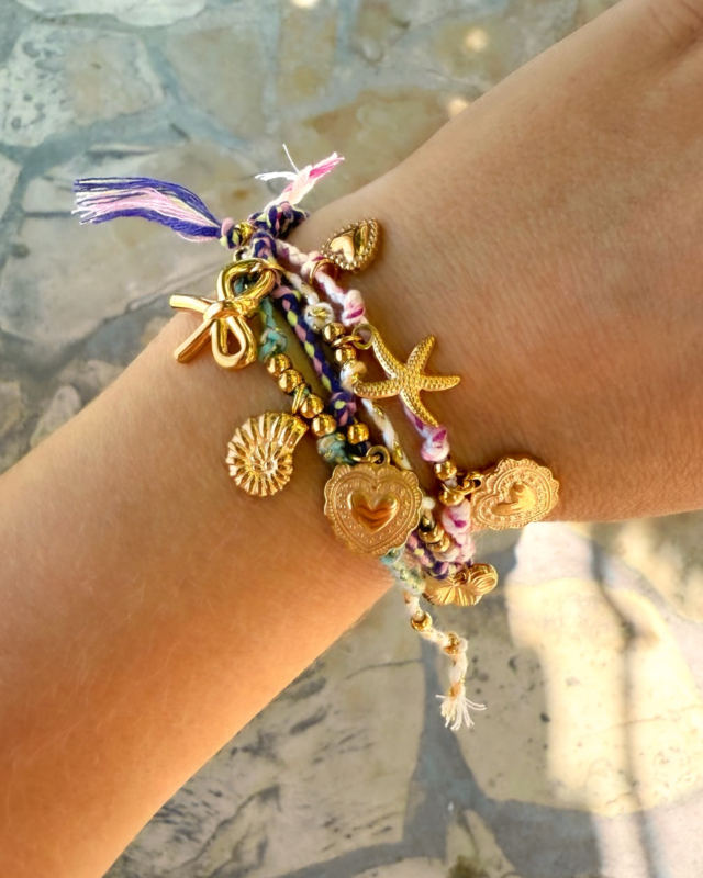 gekleurde touwtjes armbanden mix goud