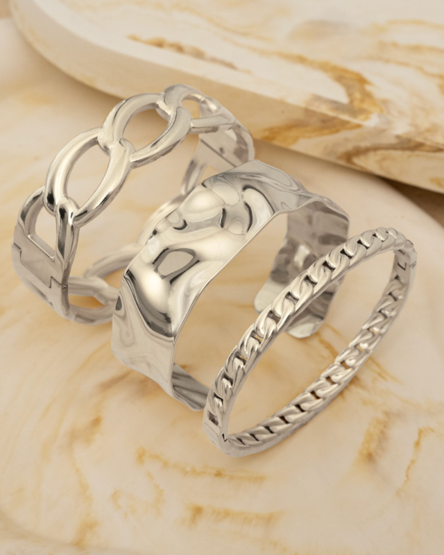 Zilveren chain bangle mix