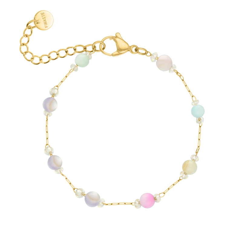 Armband pastel kraaltjes goudkleurig