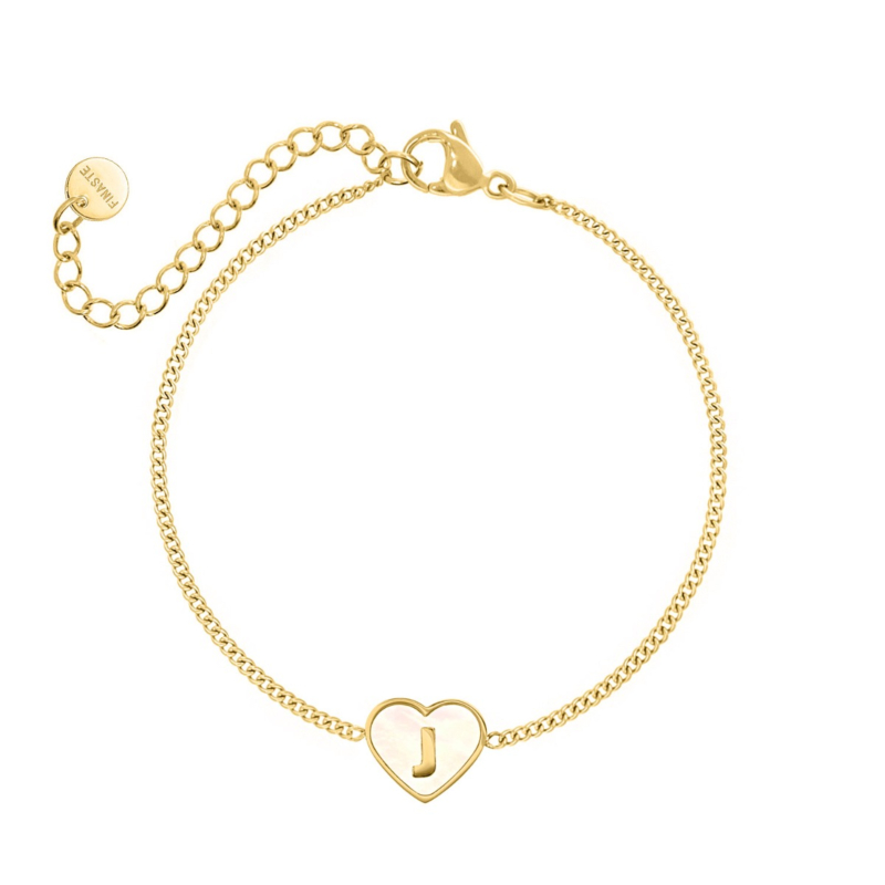 Letter armband luxury heart goudkleurig letter J