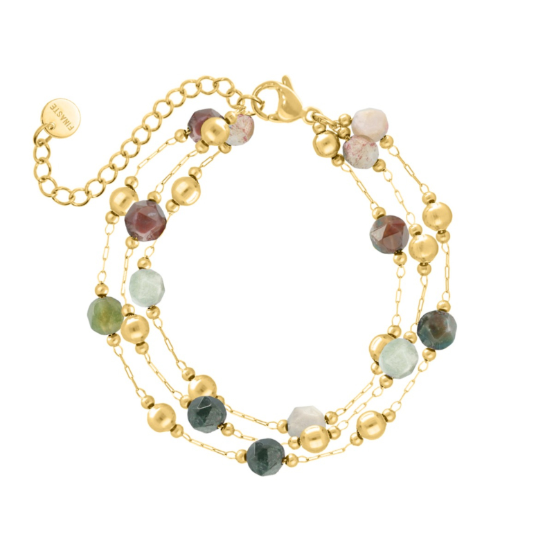 Driedubbele armband kralen mix goudkleurig