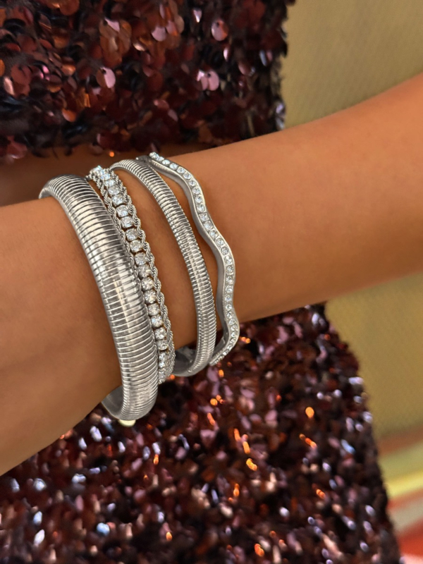 Bangle armparty steentjes zilver