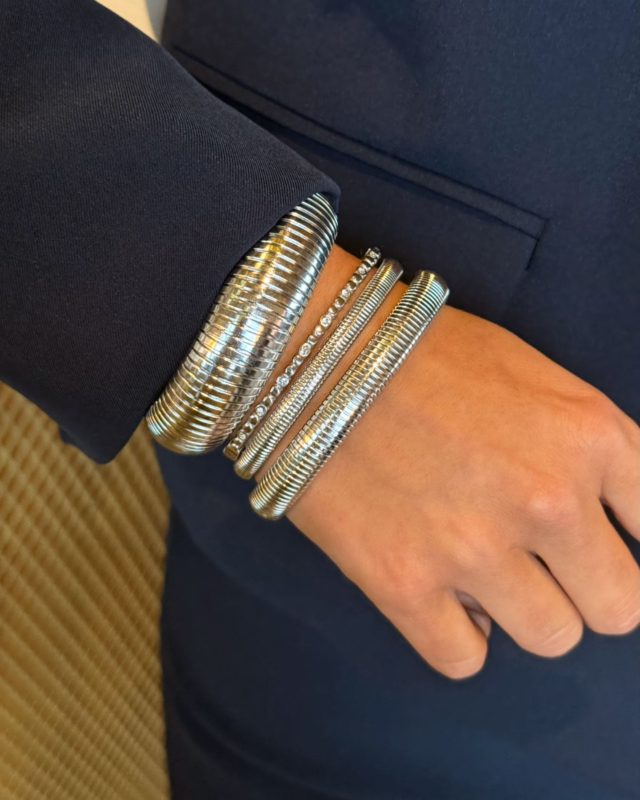 Zilveren bangle armparty