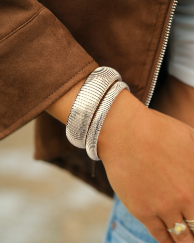 Zilveren bangle mix stretch