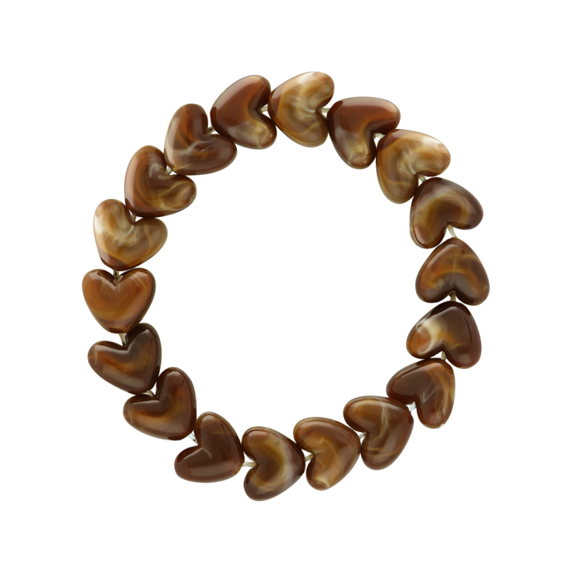 Kralenarmband hartjes bruin