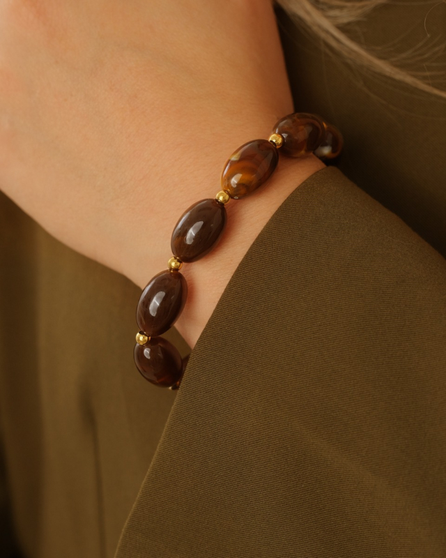 Bruine kralen armband ovale kralen