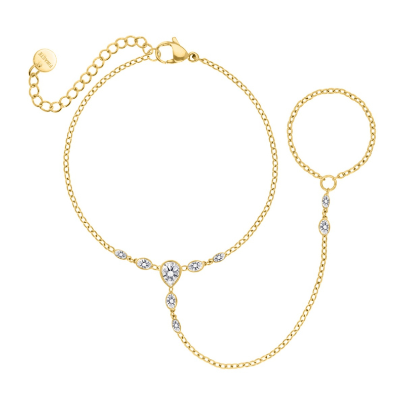 Hand chain luxe steentjes goudkleurig