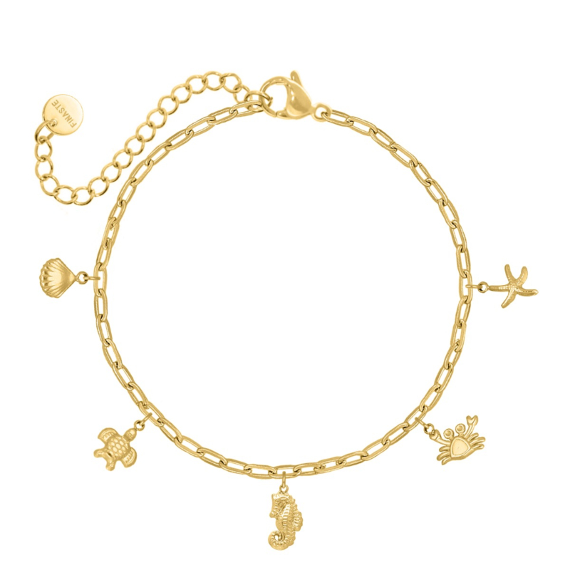 Bedelarmband zee bedels goudkleurig