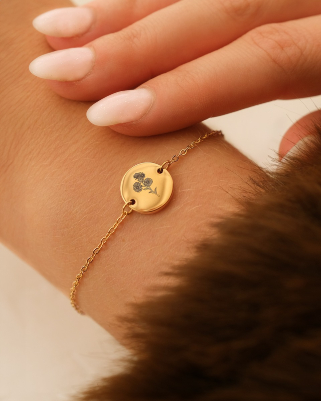 Gouden armband met geboortebloem