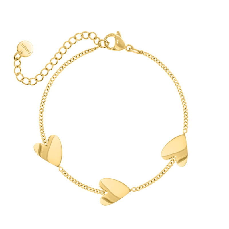 Armband met hartjes goudkleurig