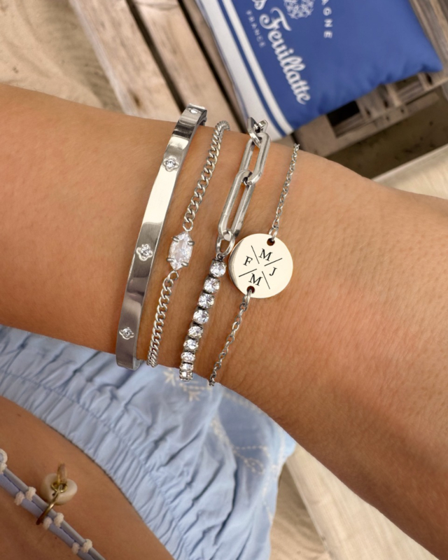 Armparty zilver met steentjes