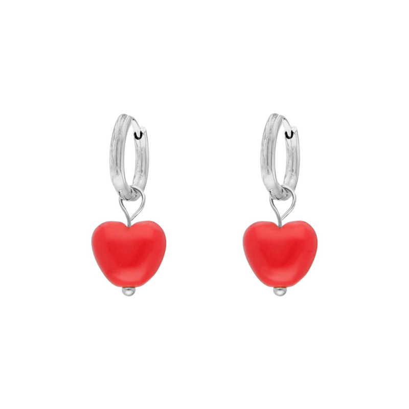 Red heart earrings