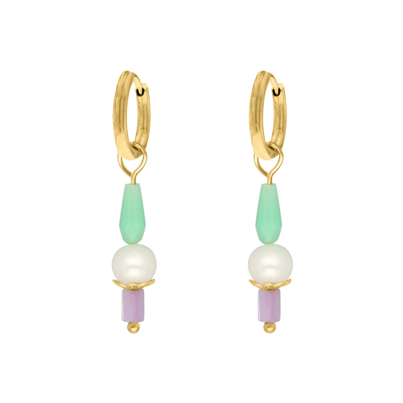 Parel oorbellen pastel goudkleurig
