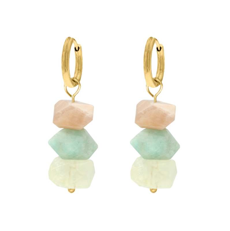 Oorbellen met gemstones goudkleurig