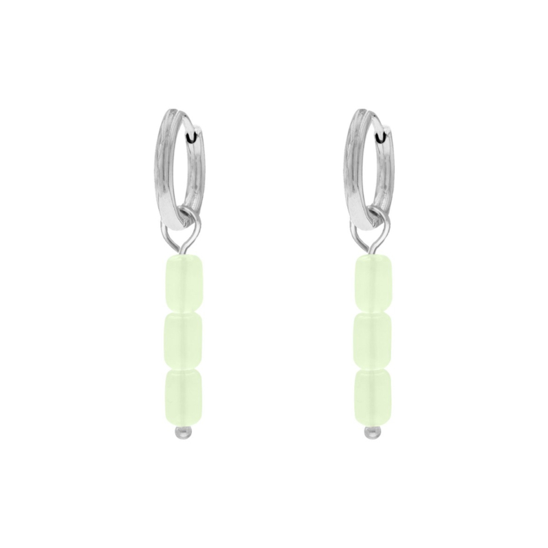 Oorbellen met steentjes mintgroen zilverkleurig