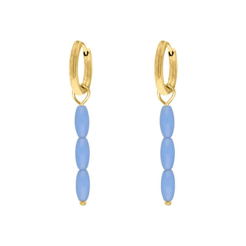 Oorbellen met blauwe steentjes goudkleurig