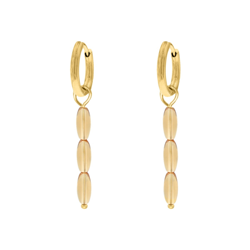 Oorbellen bruine kralen goudkleurig