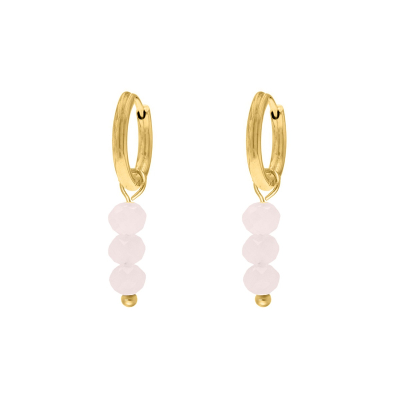 Roze steentjes oorbellen goudkleurig