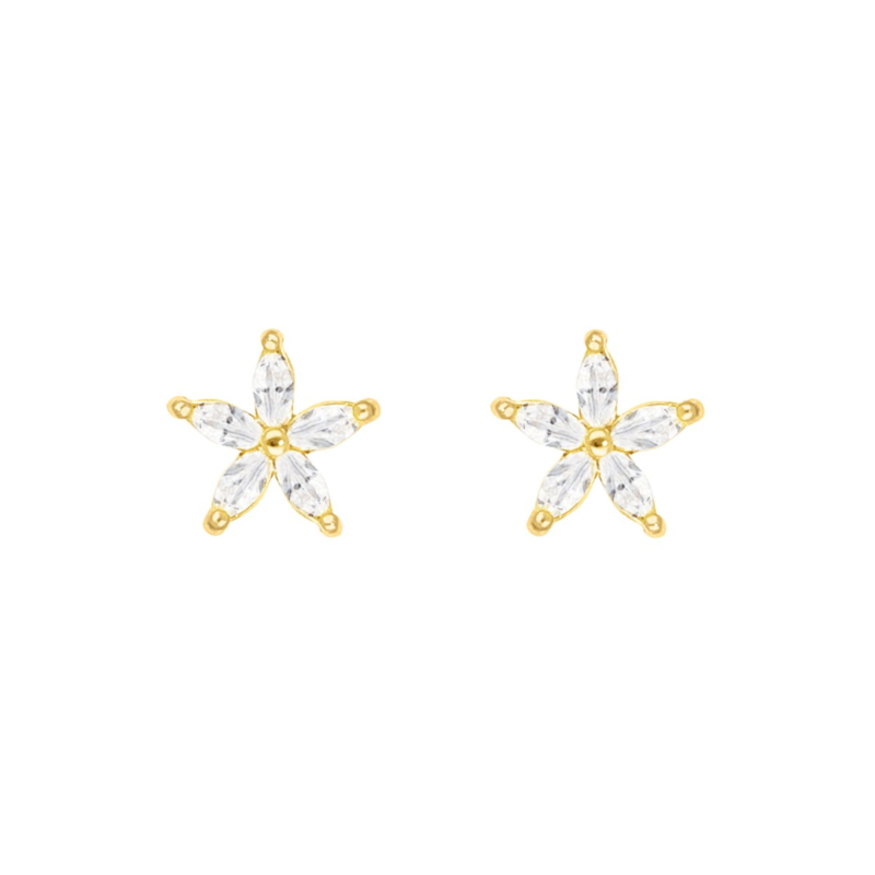 Stud oorbellen sparkle flower goudkleurig