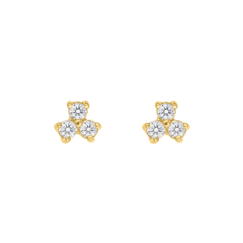 Stud oorbellen triple stone goudkleurig