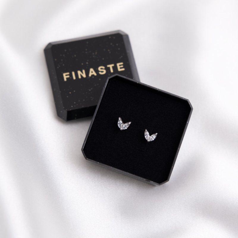 Zilveren studs in sieradendoosje