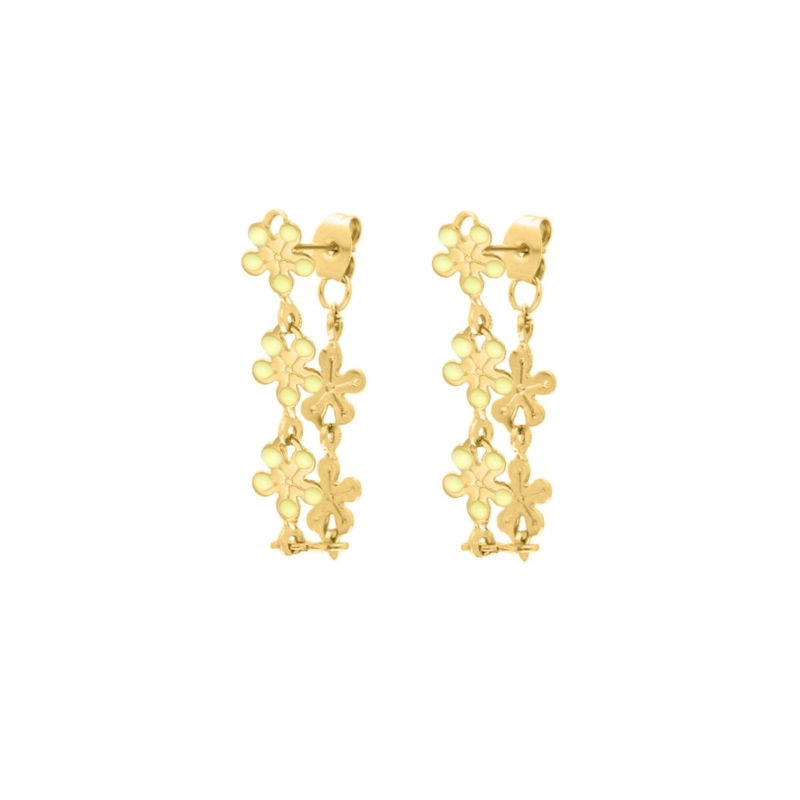 Flower earrings yellow goudkleurig