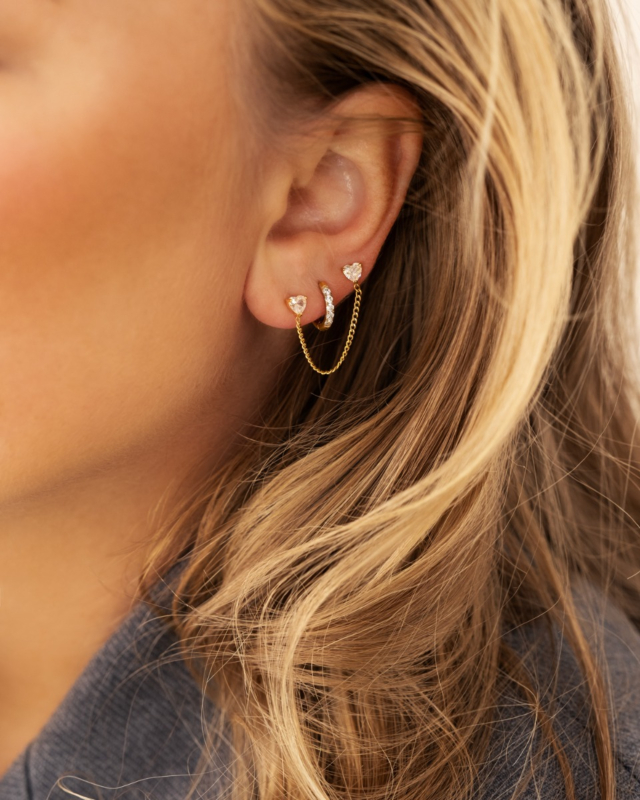 Gouden earparty met steentjes
