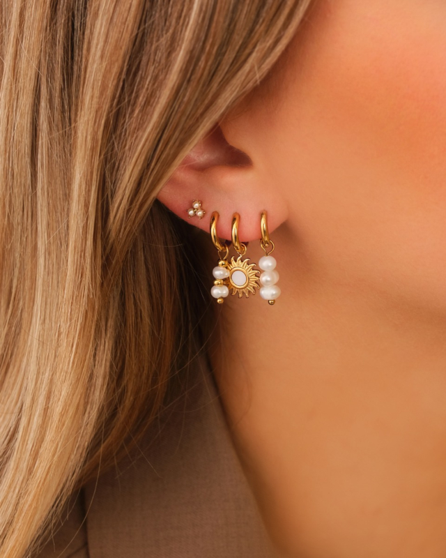 Earparty met parels goudkleurig