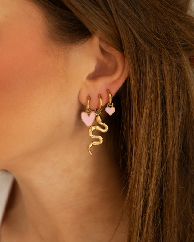 Gouden earparty met roze details
