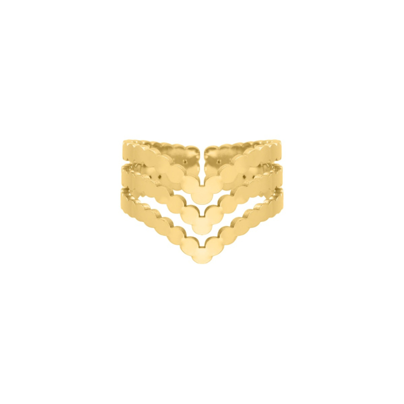 Gouden triple bolletjes ring