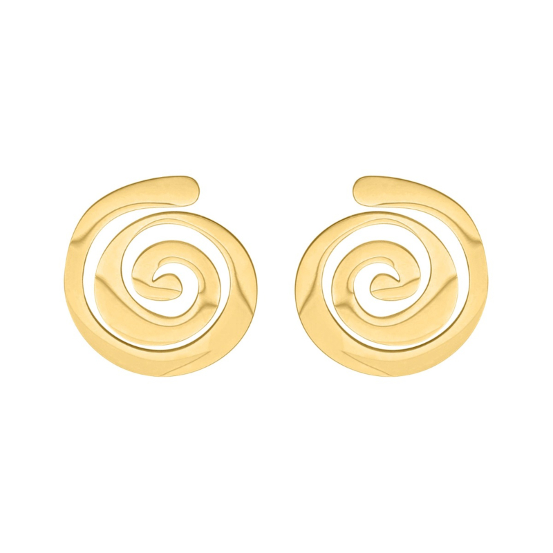 Stud oorbellen organic swirl goudkleurig
