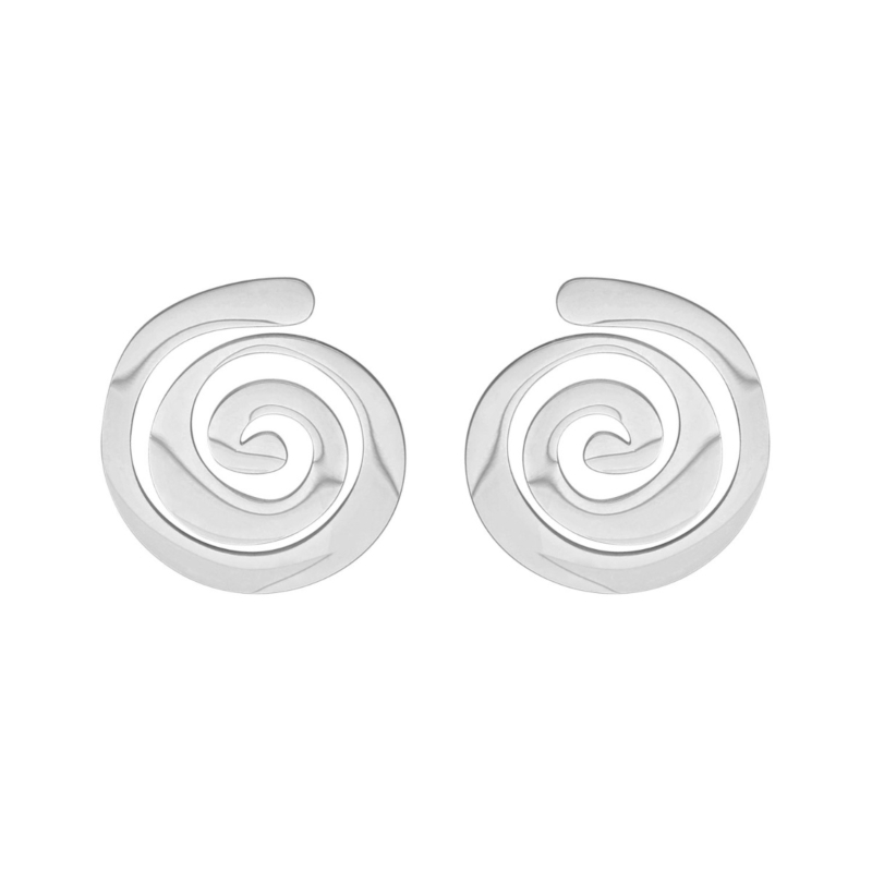 Stud oorbellen organic swirl zilver