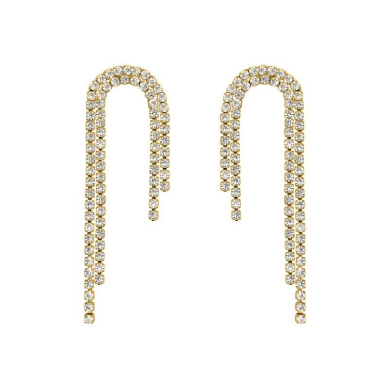 Sparkling drop tennis oorbellen goudkleurig