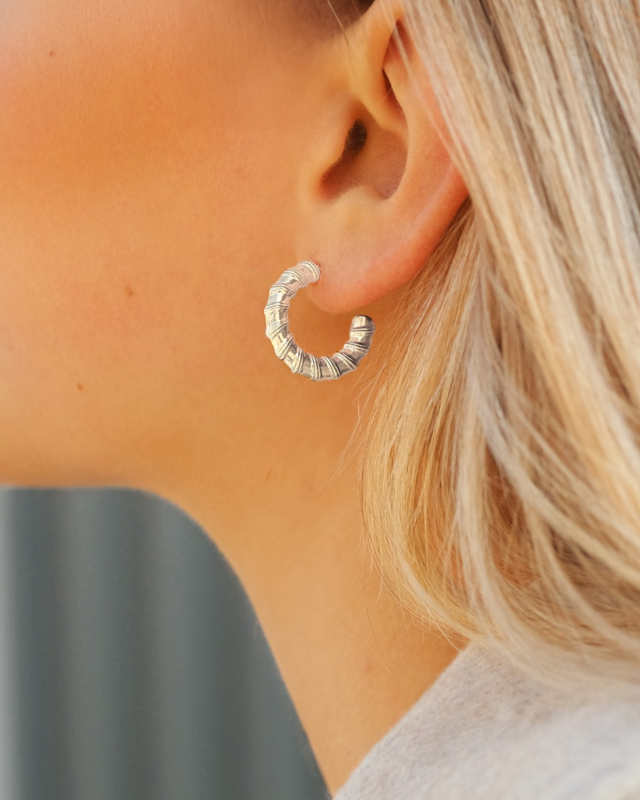 Zilveren oorringen met twist