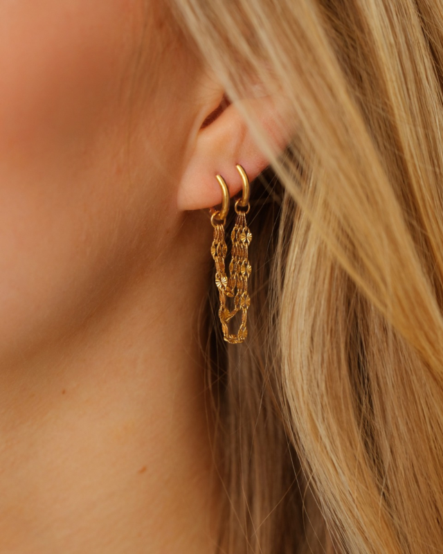 Gouden dubbele oorringetjes 