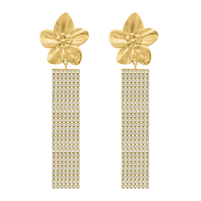 Flower party oorbellen goudkleurig