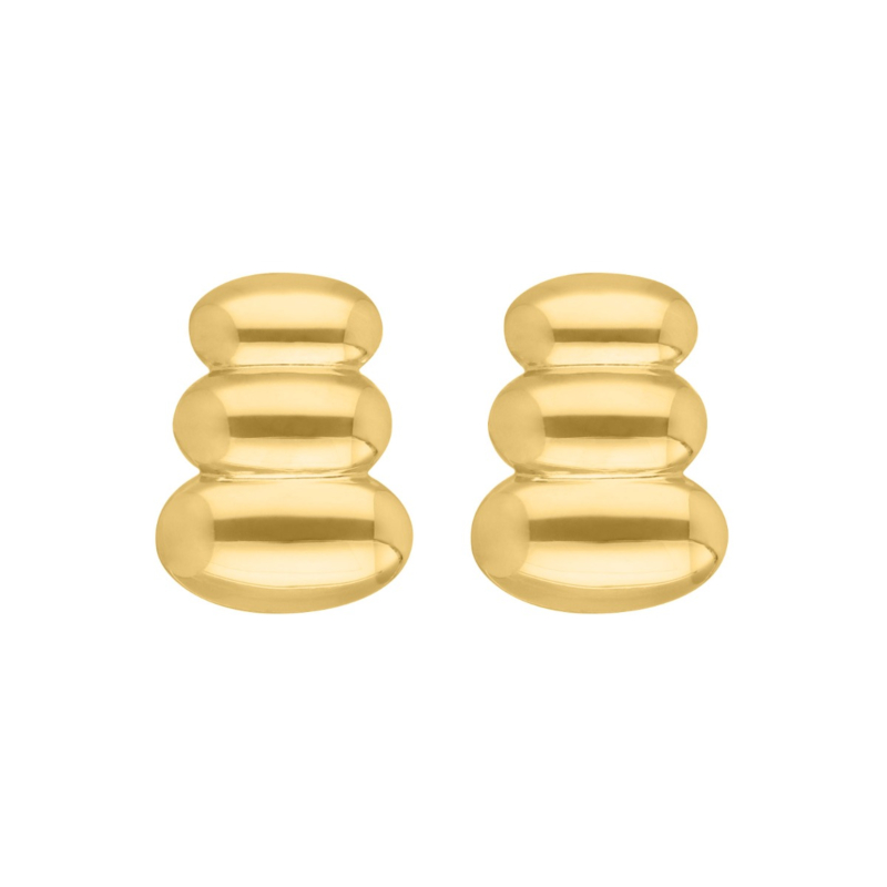 Gouden stud oorbellen oval dots